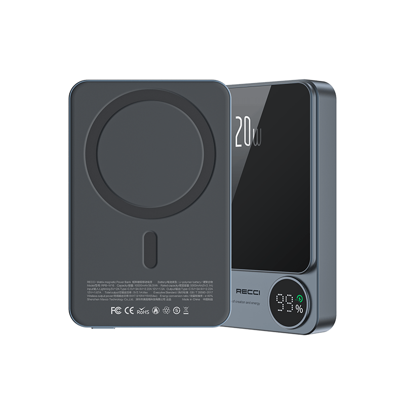 RECCI RPBW16 22.5W + 15W WIRELESS POWER BANK 10000MAH GREY